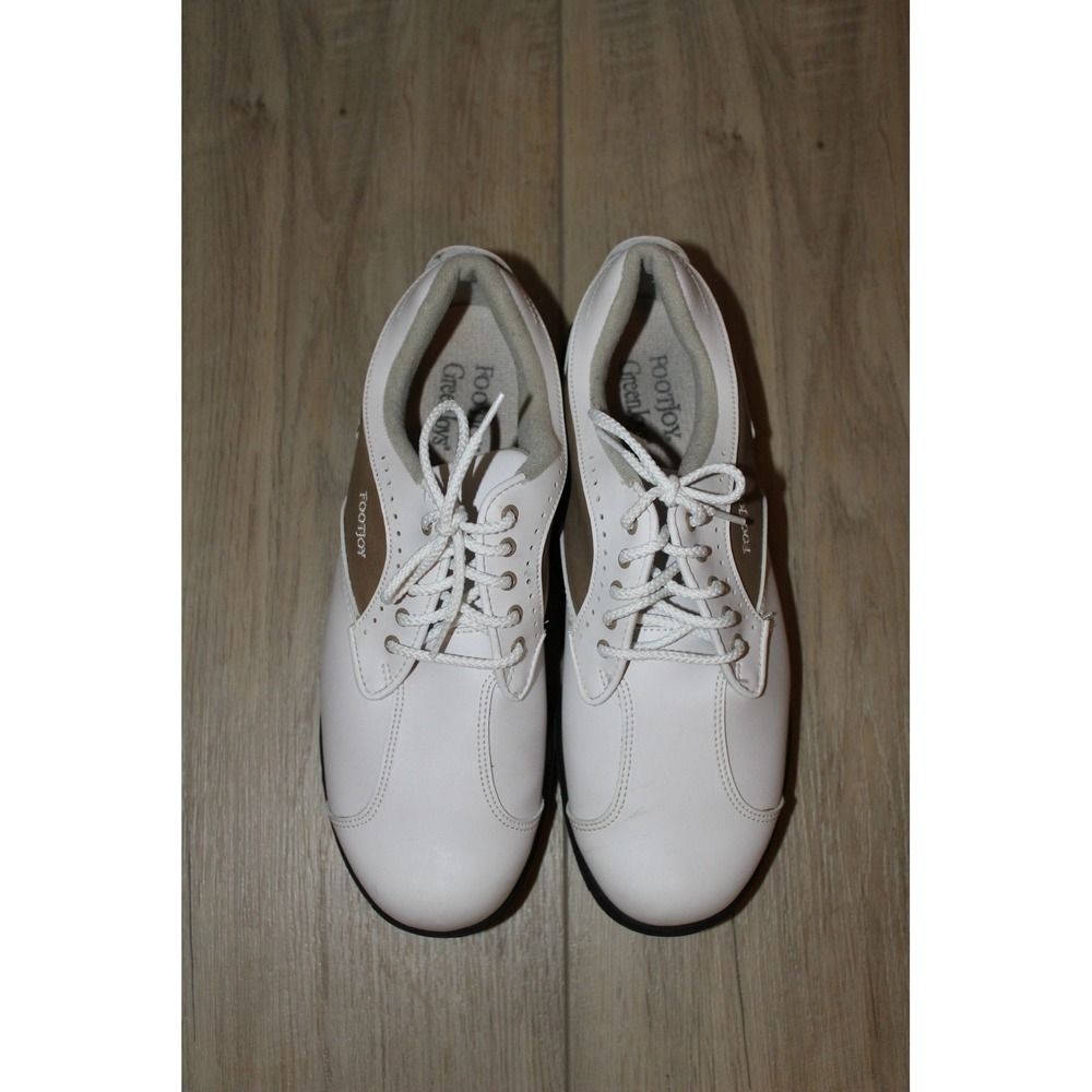 FootJoy GreenJoys Women's Golf Shoes White Tan Spiked Low Top Size 8M
